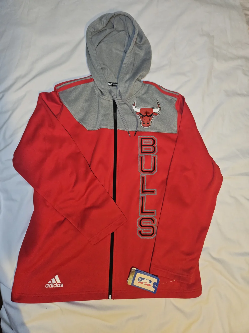 adidas Red & Gray Chicago Bulls Full-Zip Hoodie Jacket